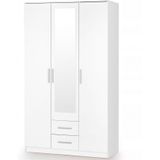 Kledingkast Lima 120 cm breed hoogglans wit met spiegeldeur