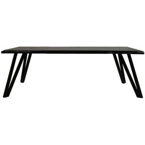 Tafel live edge 220x100x77 Zwart - Acaciahout/metaal