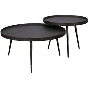 Ronde salontafel set Metallic in gepoedercoat grijs