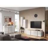 Tv-meubel Mesa 180 cm breed in Cashmere met navarra eiken