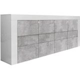 Dressoir Easy 181 cm breed - Hoogglans wit met grijs beton