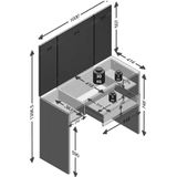 Kaptafel / Make-uptafel Schminki 100 cm breed met spiegel