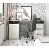 Bureau Stanford 145 cm breed in beton met wit