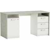 Bureau Stanford 145 cm breed in beton met wit