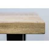 Rechthoekige eettafel Melbourne 180x90x77 Naturel/zwart - Mangohout/metaal