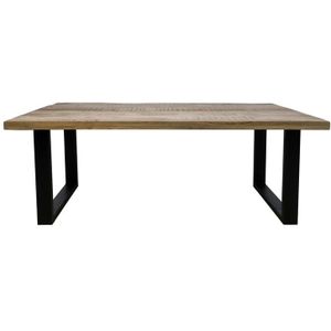 Rechthoekige eettafel Melbourne 180x90x77 Naturel/zwart - Mangohout/metaal