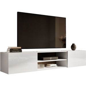 Zwevend Tv-meubel Slide 200 cm breed hoogglans wit