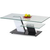 Glazen salontafel Savana 110 cm breed wit met zwart