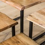Vierkante salontafel set Edge in massief acacia hout
