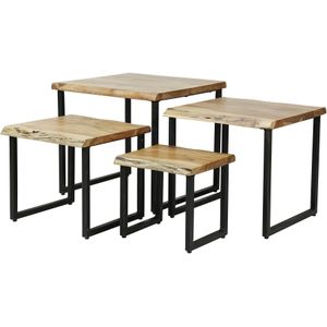 Vierkante salontafel set Edge in massief acacia hout