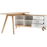 Hoekbureau Oslo 145 cm breed in wit met sanremo eiken