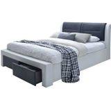 Tweepersoonsbed Cassandra-S 140x200cm in wit met zwart