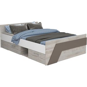 Tweepersoonsbed NONA 140x200 cm zand eiken met wit