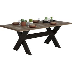 Eettafel Malt X poot 180x90 cm - oud eiken met antraciet