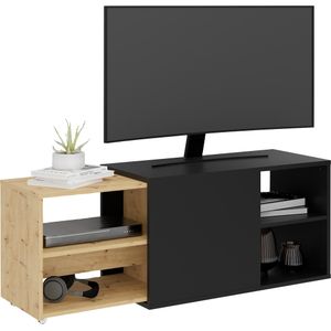 Tv-Meubel Slide 129 cm Breed zwart met artisan eiken