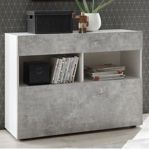 Dressoir Markis 111 cm breed in wit met grijs beton