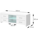 Tv-meubel Andora Lux 150 cm breed - Hoogglans zwart