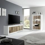 Tv-meubel Basic 210 cm breed wit met eiken