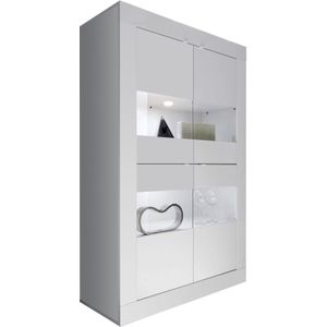 Vitrinekast Basic 162 cm hoog hoogglans wit