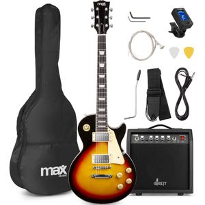 Max Gigkit LP Elektrische gitaar - complete set met 40 Watt versterker en accessoires - Sunburst