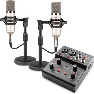 Podcast set - Vonyx VMM301 podcast starterset met podcast microfoons en USB mixer voor podcast studio