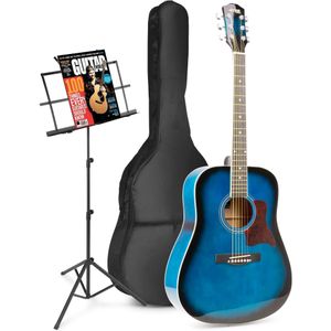 MAX SoloJam Western akoestische gitaar starterset met muziekstandaard - Blauw