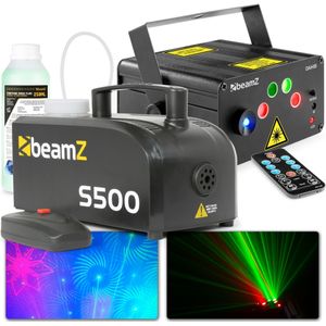 BeamZ Dahib party laser met 500W rookmachine
