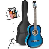 MAX SoloArt klassieke akoestische gitaar met muziekstandaard - Blauw