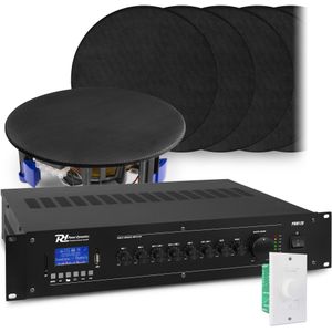 Geluidsinstallatie met 12x NCSP5B inbouw speaker en PRM120 versterker met Bluetooth van Power Dynamics