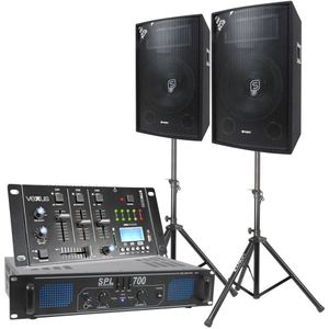 SkyTec Complete 700W DJ Bluetooth Geluidsinstallatie met Standaards