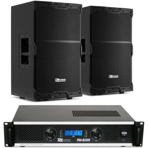 Power Dynamics PDY212 Passieve speakerset met versterker - Ideaal voor horeca - 12 inch - 1400W