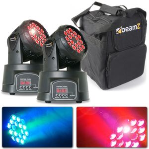 BeamZ Set van 2 MHL108MK4 Compacte RGB LED Moving heads met Tas