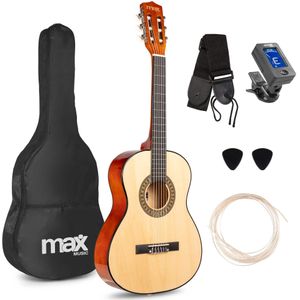 MAX SoloArt Junior 3/4 - Akoestische kindergitaar - Complete starterset met accessoires - Hout