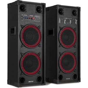 Fenton SPK-210 actieve speakers - PA speakers met Bluetooth - Dubbele 10 inch woofers - 1200W