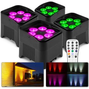 BeamZ BBP96S - Set van 4 accu uplights met 12W LED's en draadloze DMX