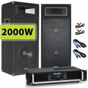 SkyTec SM212 MKII PA Luidspreker en Versterker combinatie 2000W