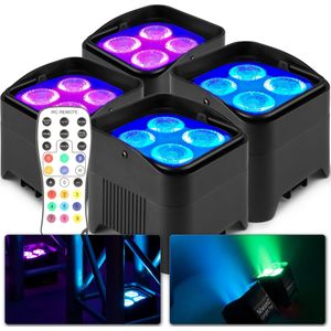 BeamZ BBP94W - Set van 4 accu Uplights met 4x 12W LED's en draadloze DMX