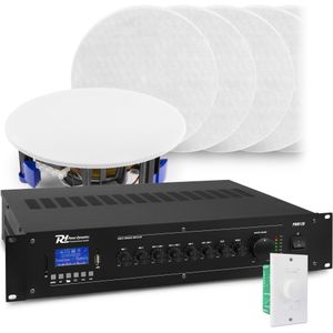 Geluidsinstallatie met 12x NCSP5 inbouw speaker en PRM120 versterker met Bluetooth van Power Dynamics