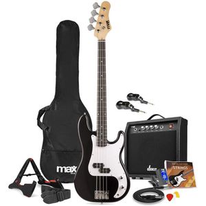 MAX GigKit draadloze basgitaar set - Met zender en ontvanger - Inclusief alle accessoires - Zwart