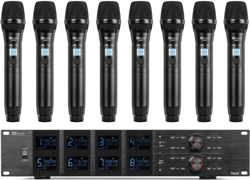 Power Dynamics PD528 UHF draadloos microfoonsysteem met 8 microfoons