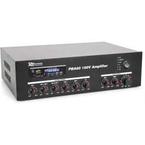 Power Dynamics PBA60 100V versterker 60W met mp3 speler, tuner en Bluetooth