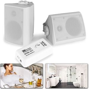 Bluetooth speakerset 4" opbouw voor o.a. overkapping, etc. - Wit