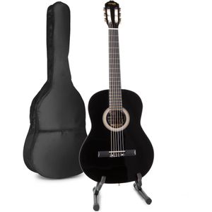 MAX SoloArt klassieke akoestische gitaar met gitaarstandaard - Zwart