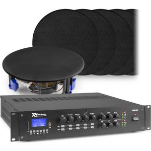 Power Dynamics 2-zone geluidsinstallatie met PRM1202 versterker met Bluetooth en 12x inbouw speaker (zwart)