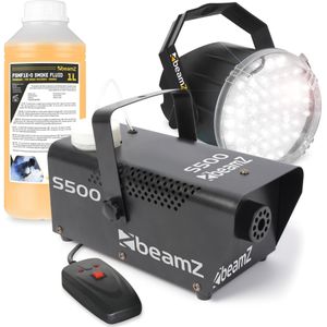 BeamZ LED Stroboscoop Wit met S500 Rookmachine met vloeistof