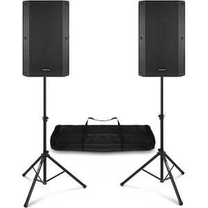Vonyx DJ speaker set - 12 Inch actieve speakerset met statieven - Bluetooth - 800W