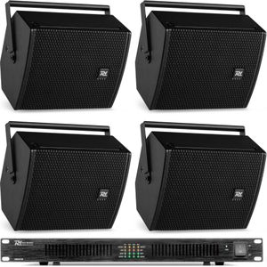 Power Dynamics - PDW6B - Geluidsinstallatie - Zwart - 4 Speakers en Versterker - 1200W