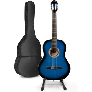 MAX SoloArt klassieke akoestische gitaar met gitaarstandaard - Blauw