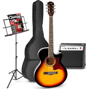 MAX ShowKit elektrisch akoestische gitaarset met muziekstandaard - Sunburst