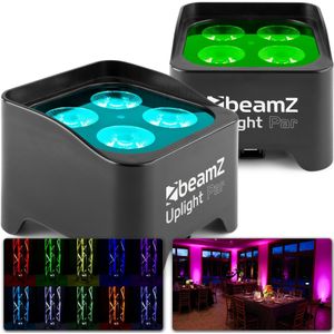 BeamZ BBP90 - Set van 2 uplighters op accu met o.a. 4x 4W LED's en afstandsbediening
